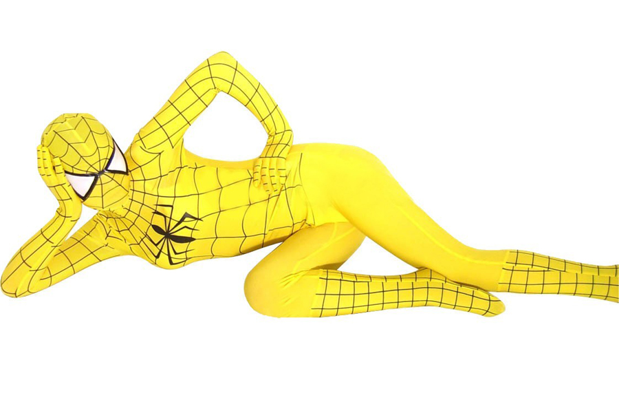 Halloween Costumes Yellow Spiderman Zentai Suit - Click Image to Close
